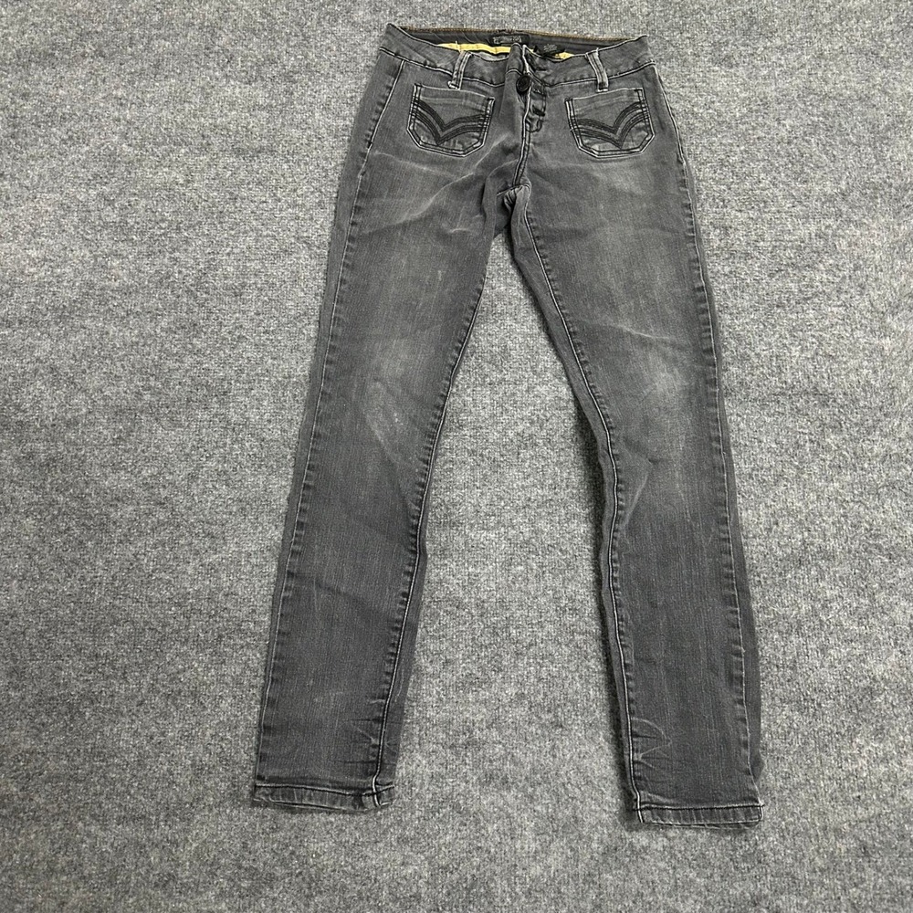 Z. Cavaricci Jeans Womens Size 7 Black Faded Skinny Low Rise Stretch Y2K Denim